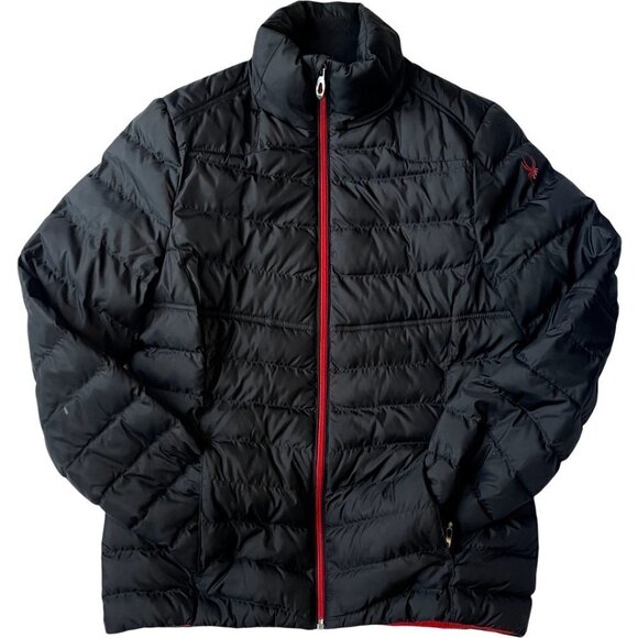 Spyder Size Medium Supreme Black & Red Zip Up Puffer Coat Women's - Picture 4 of 15